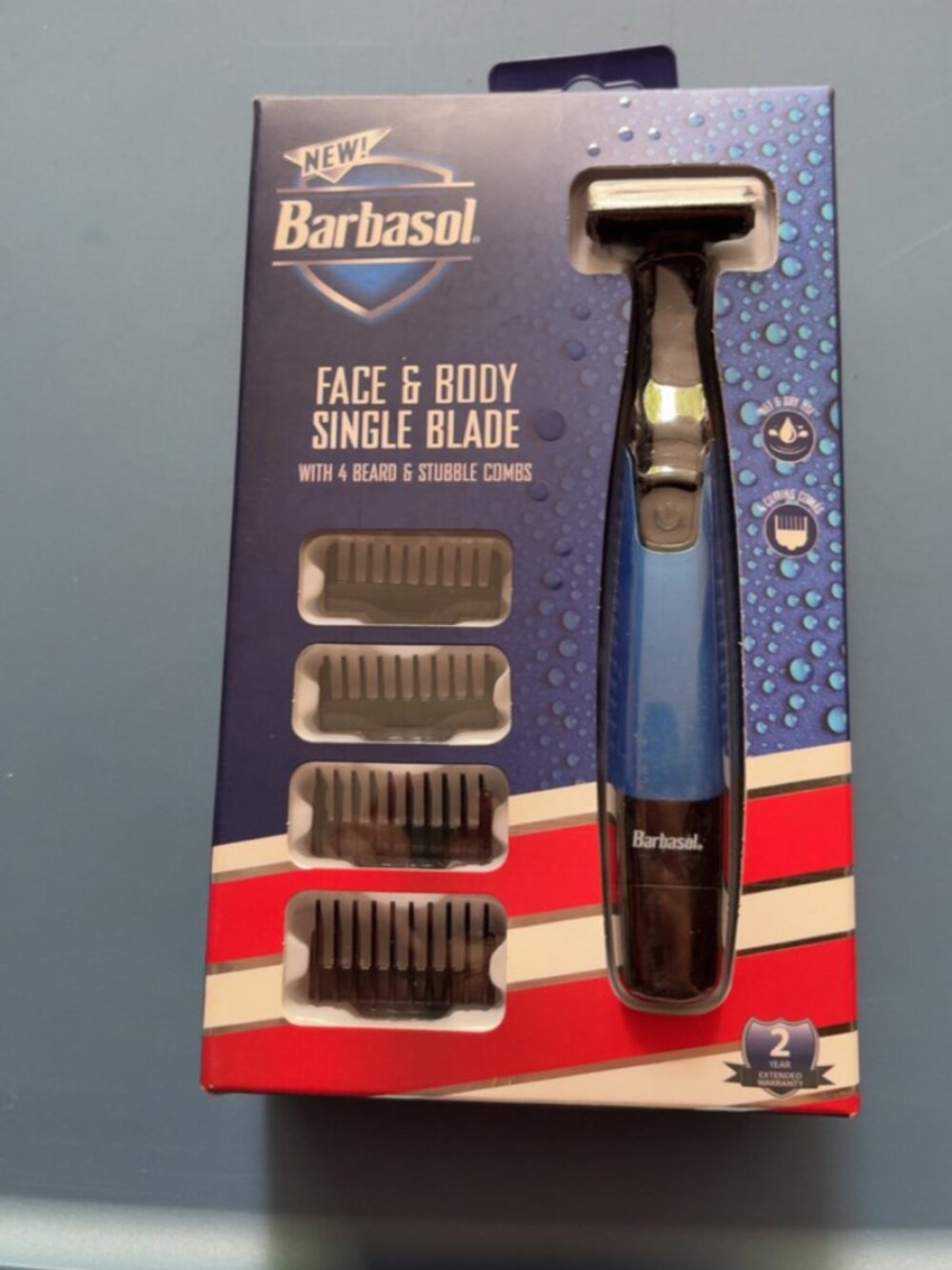Barbasol Face & Body Single Blade Trimmer - New in Box w/ 4 Combs